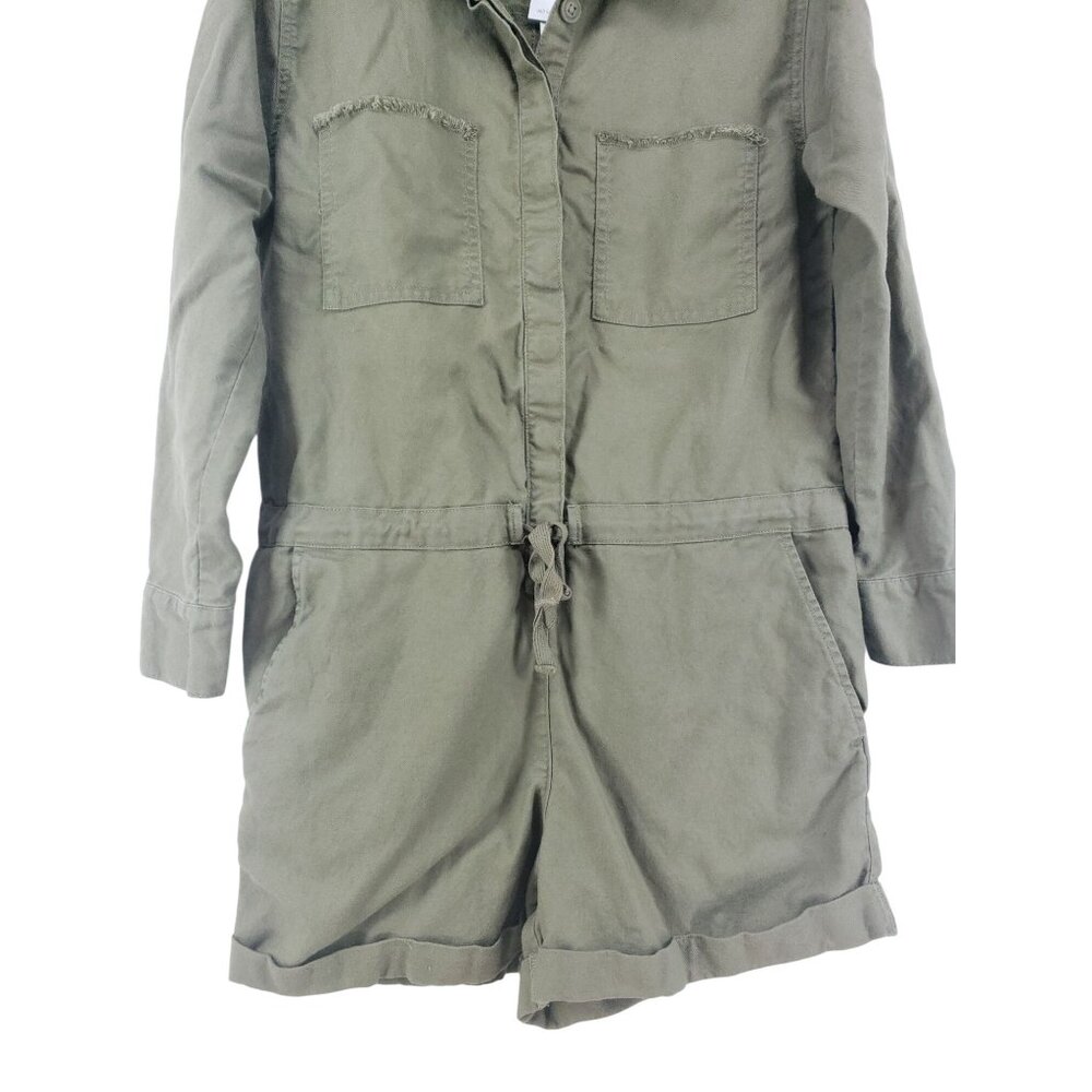 Aerie Linen Short Romper Women's Size Small Green - Picture 3 of 9